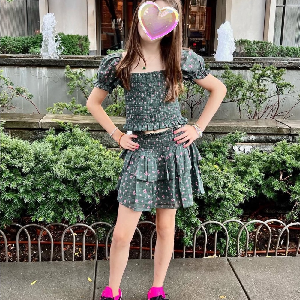 Katie J NYC Green and Pink Floral Matching Set/Tween L